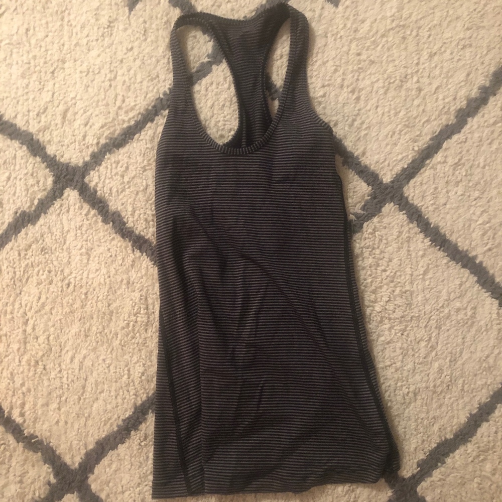 Black and Grey Striped Lululemon Racerback Tank